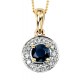 Necklace blue sapphire and diamond Gold 375/1000 carats