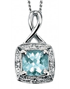 My-jewelry - D709tuk - 9k aquamarine and diamond white Gold necklace