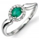 Ring emerald and diamond white Gold 375/1000