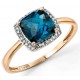 Ring blue topaz and diamond Gold 375/1000