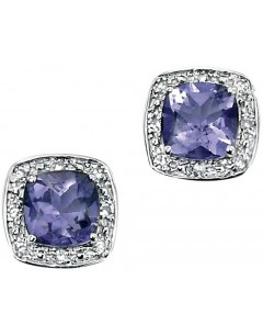 Earring iolite and diamond white Gold 375/1000