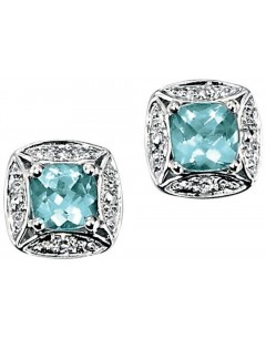 My-jewelry - D732uk - 9k aquamarine and diamond white Gold earring
