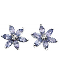 Earring tanzanite and diamond white Gold 375/1000