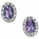 Earring amethyst and white sapphire white Gold 375/1000