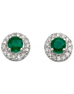 Earring emerald and diamond white Gold 375/1000