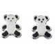 Earring teddy bear panda in 925/1000 silver