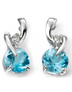 Earring diamond and blue topaz white gold 375/1000