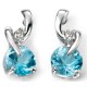 Earring diamond and blue topaz white gold 375/1000