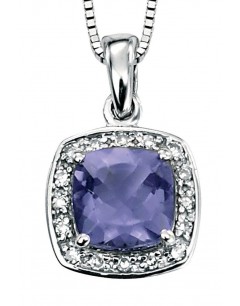 Necklace with iolite and diamond white Gold 375/1000