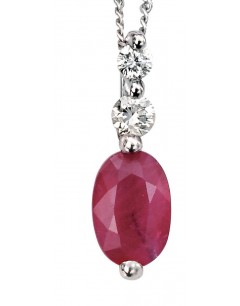 My-jewelry - D734ruk - 9k ruby and diamond white Gold necklace