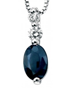 Necklace sapphire and diamond white Gold 375/1000