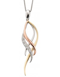 Necklace accented diamond white Gold and pink Gold, Gold 375/1000