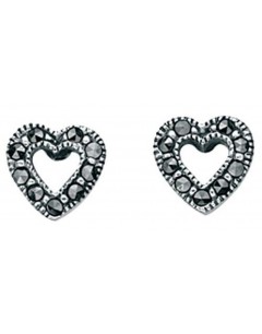 Earring marcassite hearts in 925/1000 silver