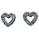 Earring marcassite hearts in 925/1000 silver